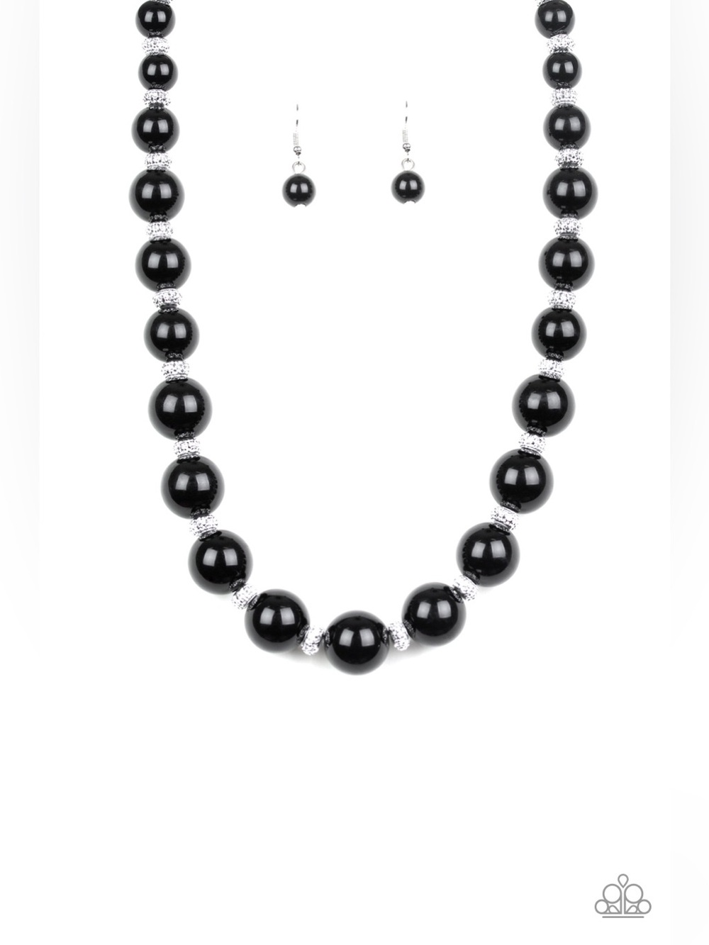 paparazzi Black Beaded Necklace and Drop Earring Set